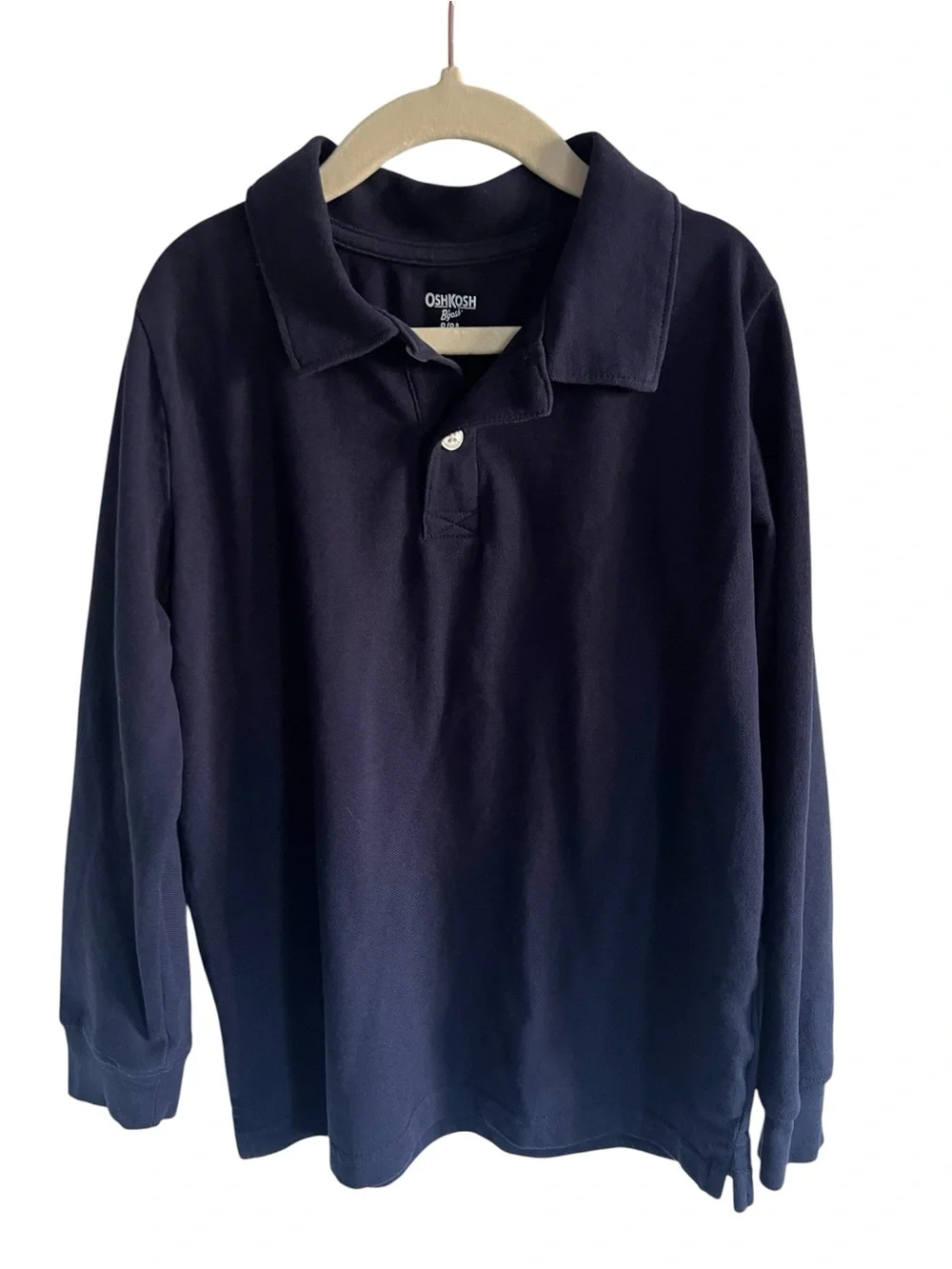 OshKosh B’gosh Boys Long Sleeve Polo Shirt Bundle Size 8 Navy & White. Uniform.